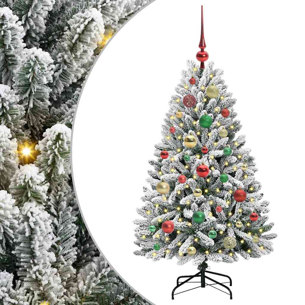 Kunstkerstboom Groen en Wit 120 cm PVC en Metaal