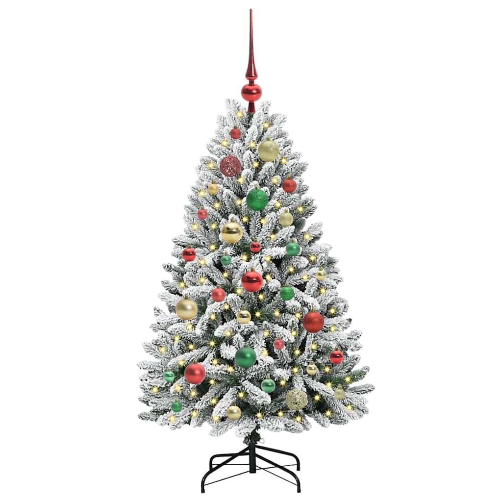 Kunstkerstboom Groen en Wit 120 cm PVC en Metaal
