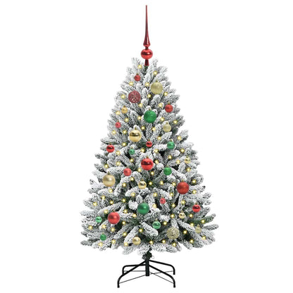Kunstkerstboom Groen en Wit 120 cm PVC en Metaal