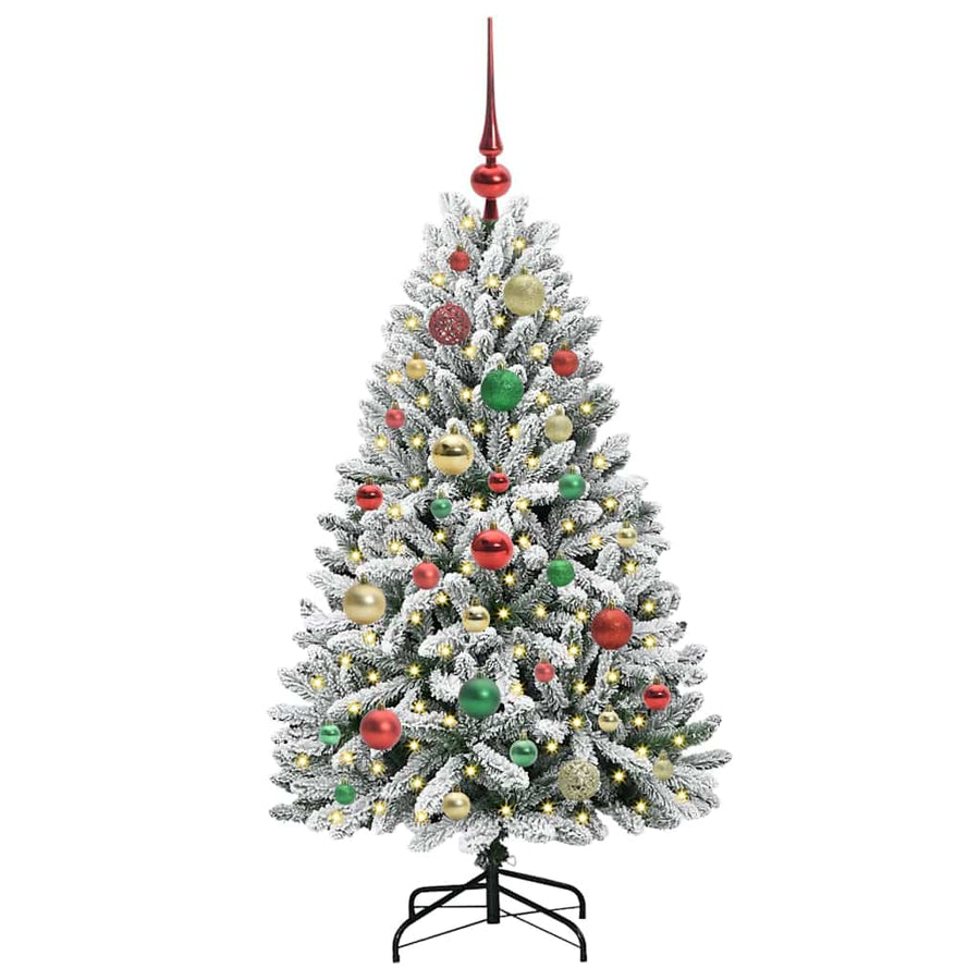 Kunstkerstboom Groen en Wit 120 cm PVC en Metaal
