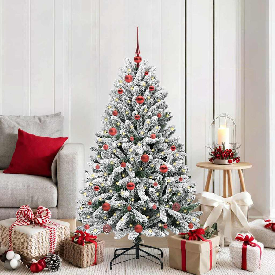 Kunstkerstboom Groen en Wit 150 cm PVC en Metaal