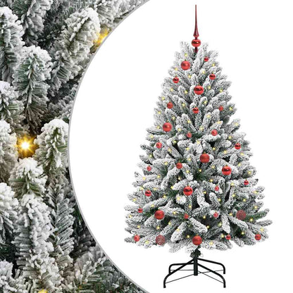 Kunstkerstboom Groen en Wit 150 cm PVC en Metaal