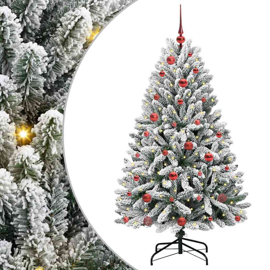 Kunstkerstboom Groen en Wit 150 cm PVC en Metaal