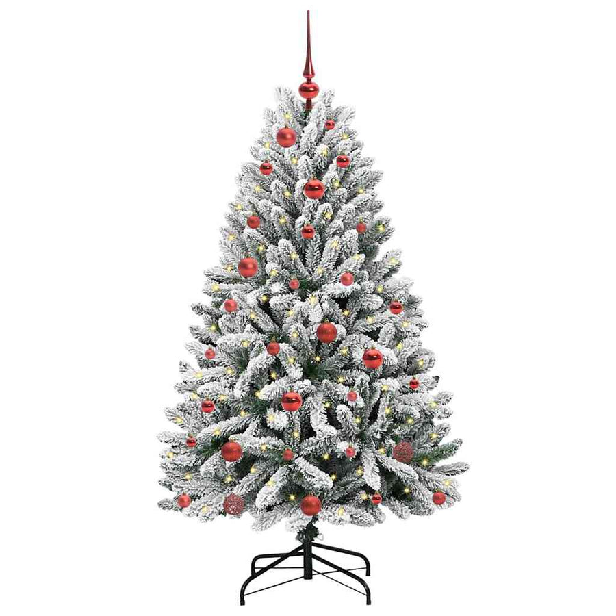 Kunstkerstboom Groen en Wit 150 cm PVC en Metaal