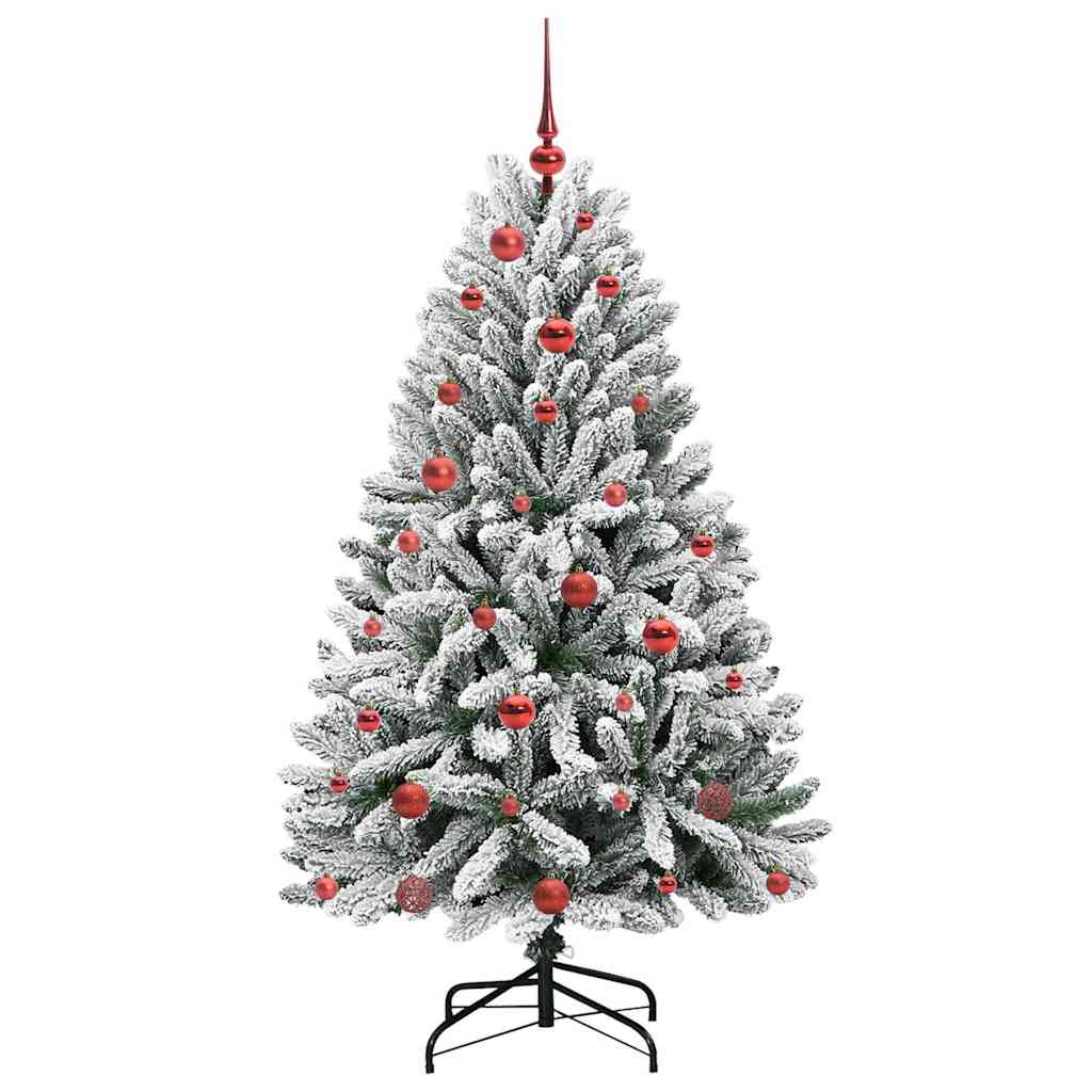 Kunstkerstboom Groen en Wit 150 cm PVC en Metaal