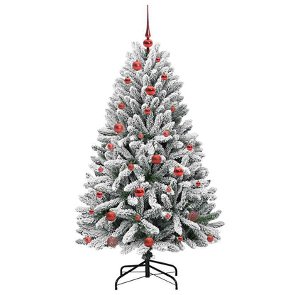 Kunstkerstboom Groen en Wit 150 cm PVC en Metaal