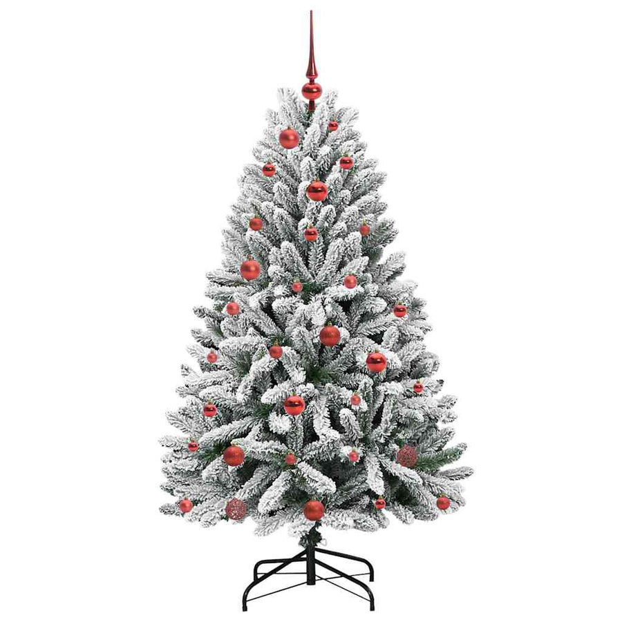 Kunstkerstboom Groen en Wit 150 cm PVC en Metaal