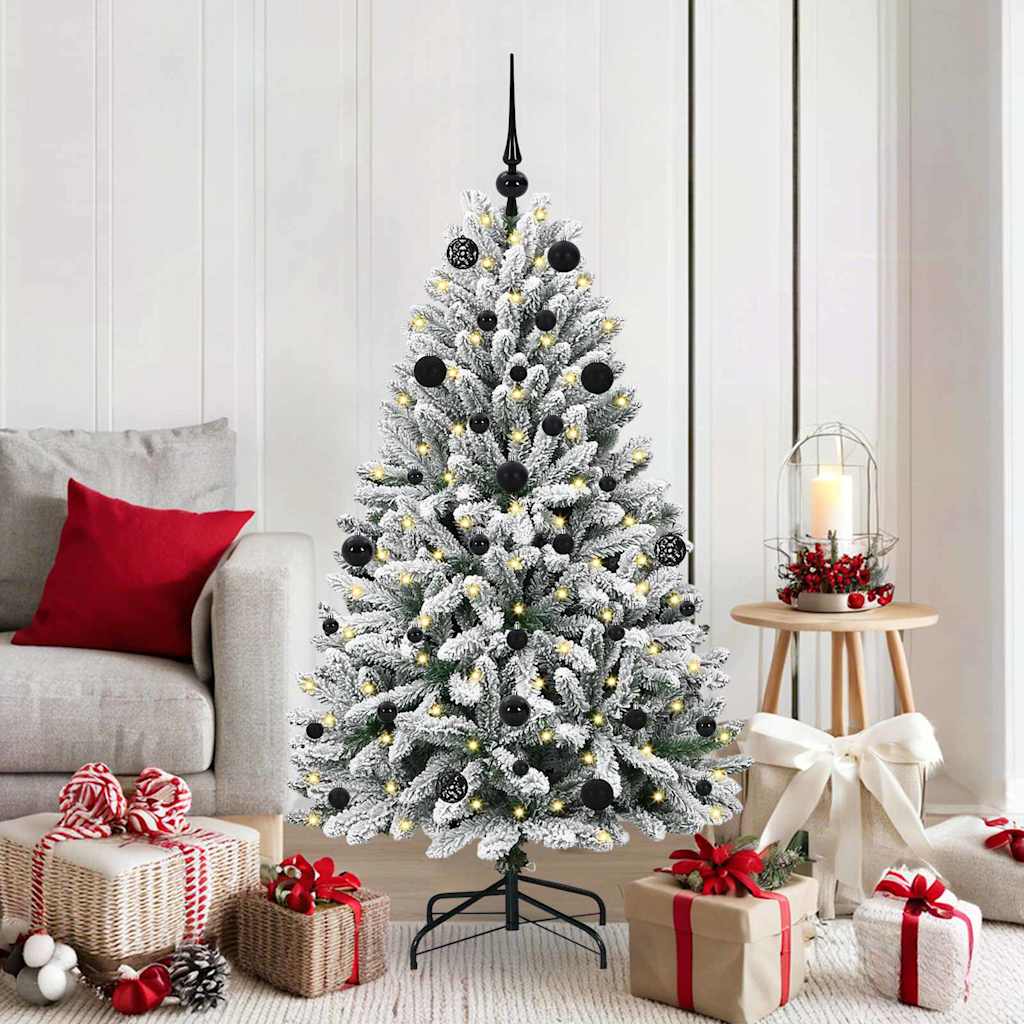 Kunstkerstboom Groen en Wit 150 cm PVC en Metaal