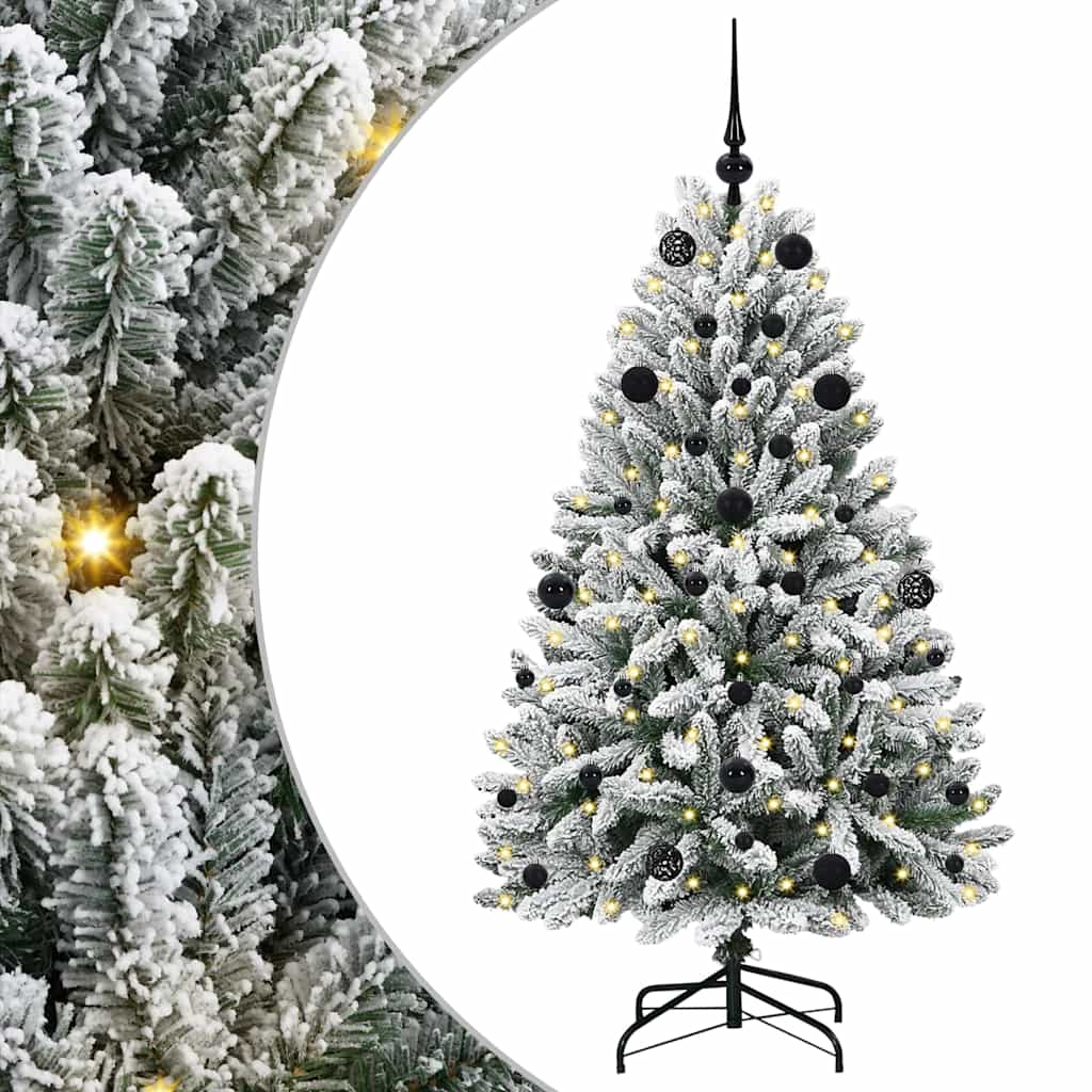 Kunstkerstboom Groen en Wit 150 cm PVC en Metaal
