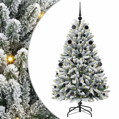 Kunstkerstboom Groen en Wit 150 cm PVC en Metaal