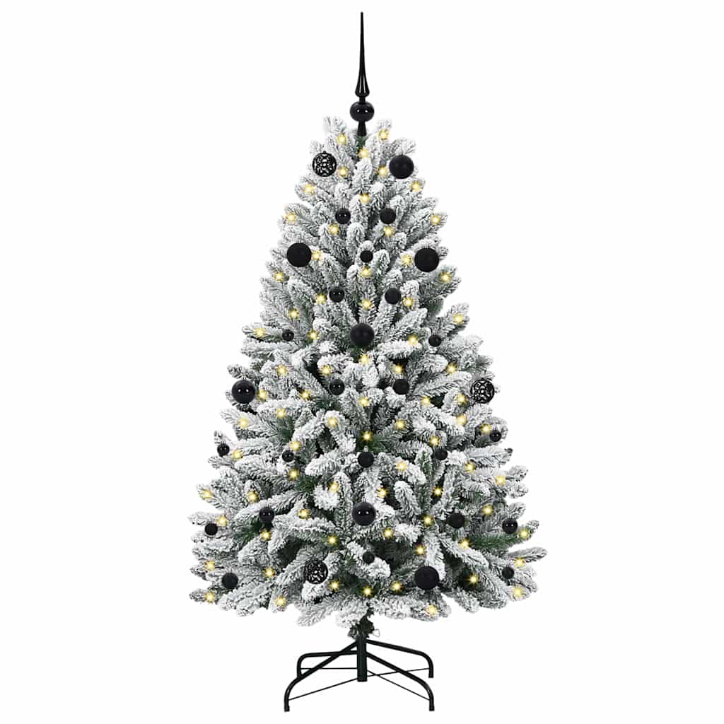 Kunstkerstboom Groen en Wit 150 cm PVC en Metaal