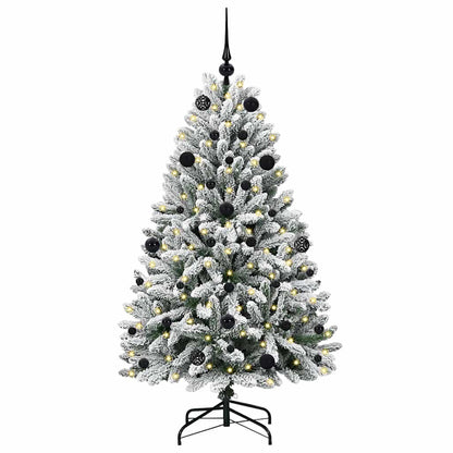 Kunstkerstboom Groen en Wit 150 cm PVC en Metaal