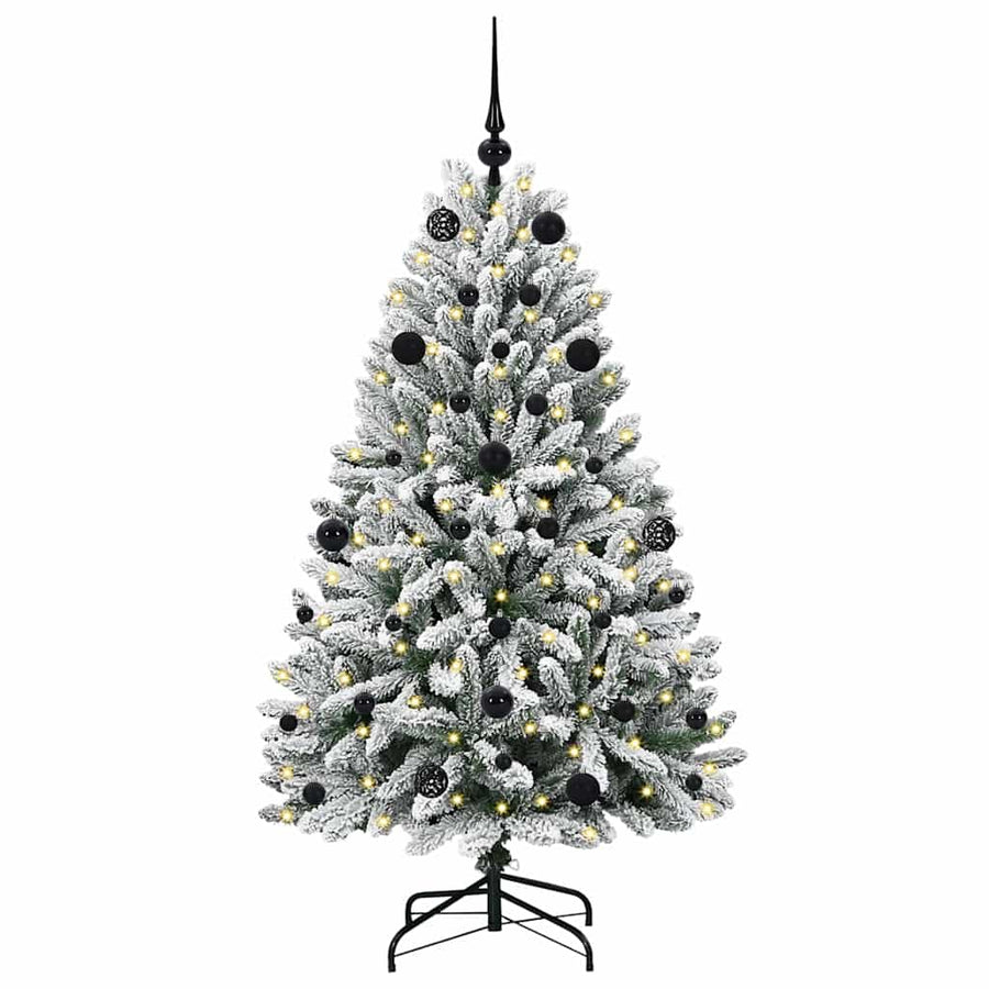 Kunstkerstboom Groen en Wit 150 cm PVC en Metaal
