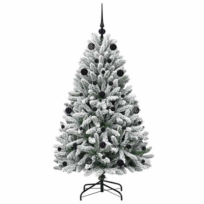 Kunstkerstboom Groen en Wit 150 cm PVC en Metaal