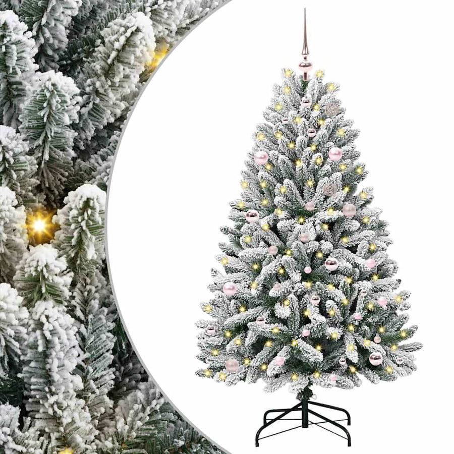 Kunstkerstboom Groen en Wit 150 cm PVC en Metaal