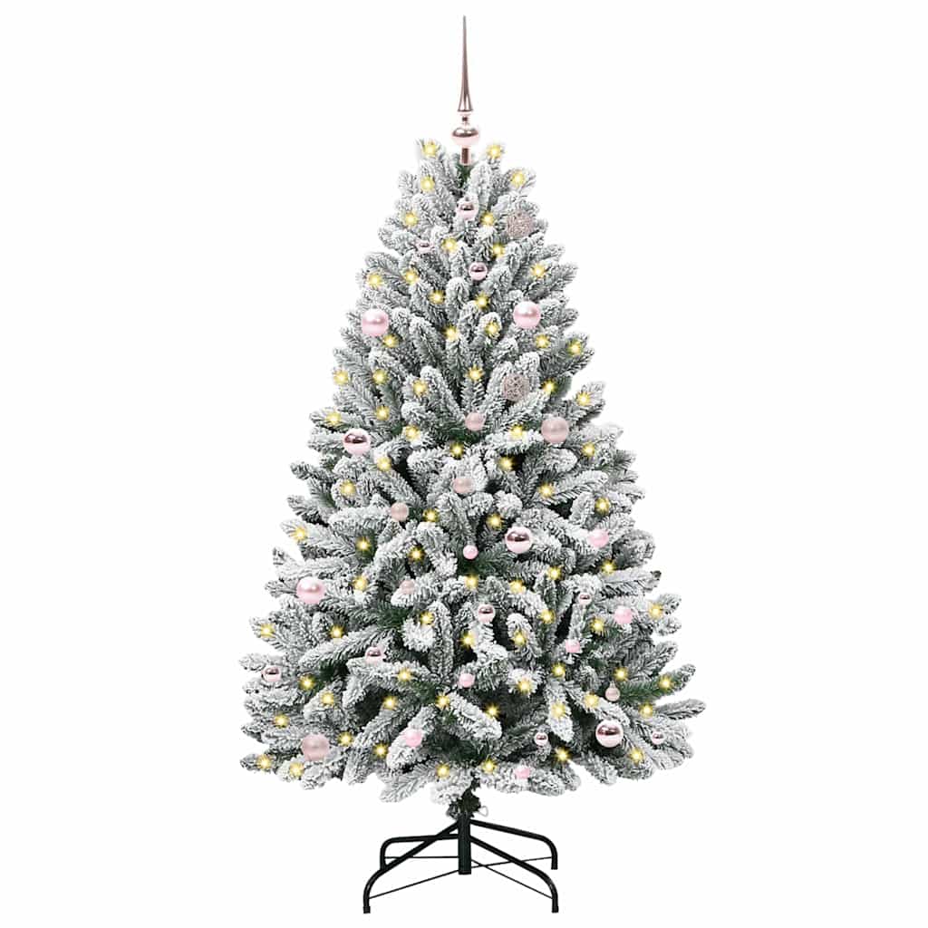 Kunstkerstboom Groen en Wit 150 cm PVC en Metaal