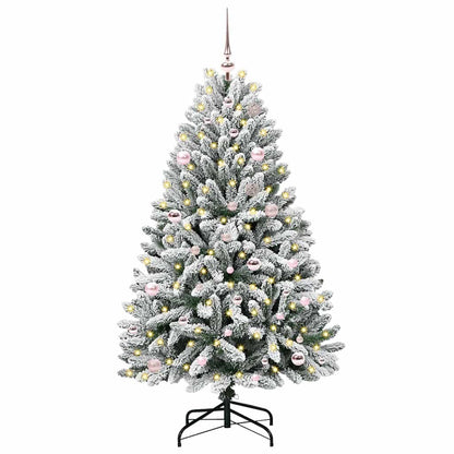 Kunstkerstboom Groen en Wit 150 cm PVC en Metaal