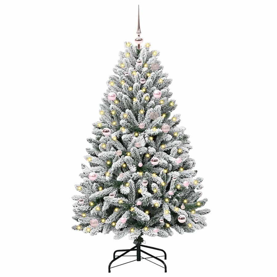 Kunstkerstboom Groen en Wit 150 cm PVC en Metaal