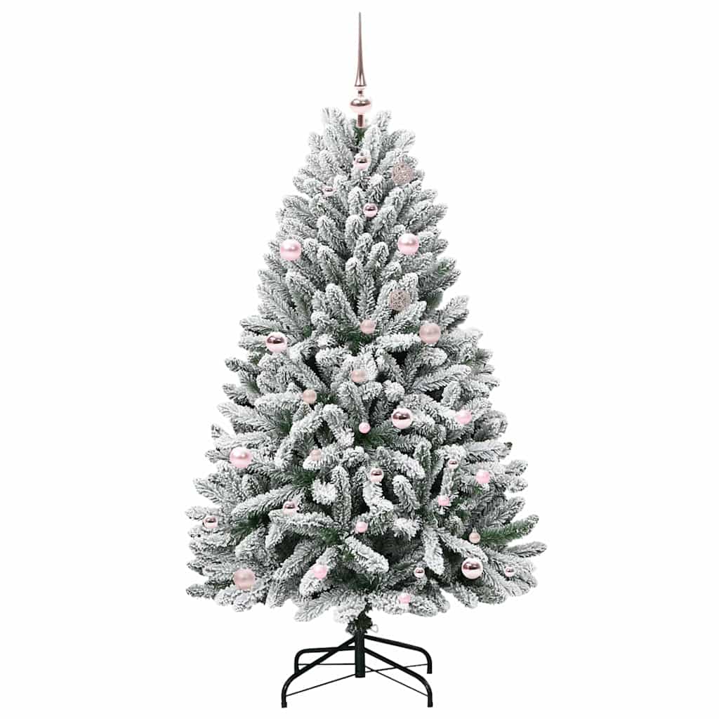 Kunstkerstboom Groen en Wit 150 cm PVC en Metaal