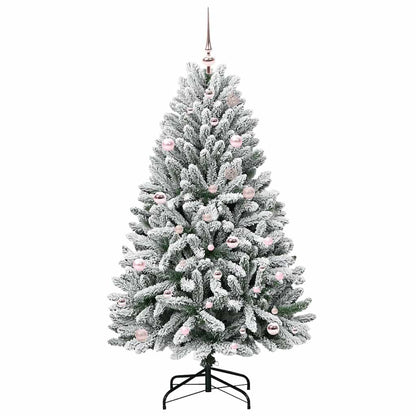Kunstkerstboom Groen en Wit 150 cm PVC en Metaal