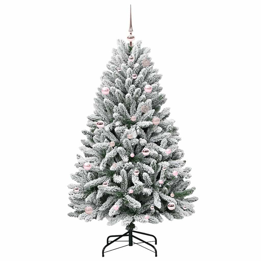 Kunstkerstboom Groen en Wit 150 cm PVC en Metaal