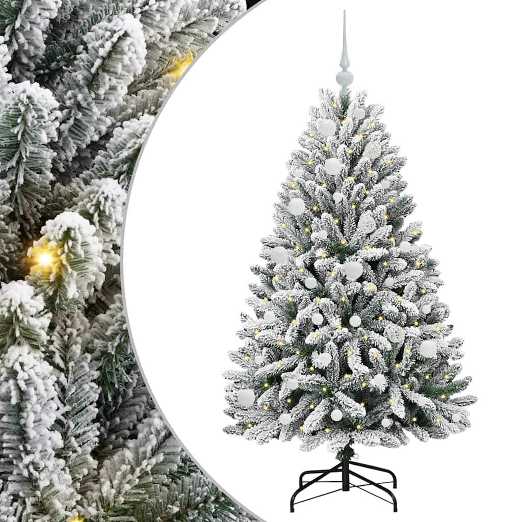 Kunstkerstboom Groen en Wit 150 cm PVC en Metaal