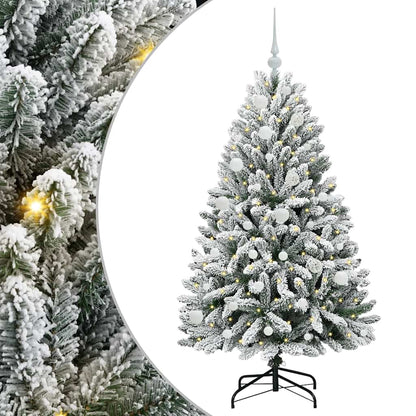 Kunstkerstboom Groen en Wit 150 cm PVC en Metaal