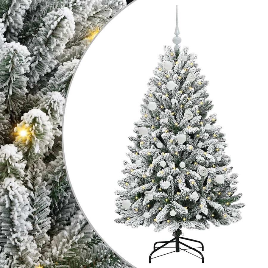 Kunstkerstboom Groen en Wit 150 cm PVC en Metaal