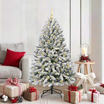 Kunstkerstboom Groen en Wit 150 cm PVC en Metaal