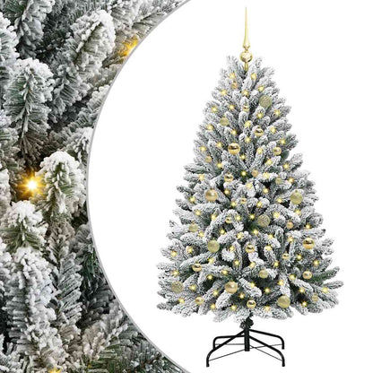 Kunstkerstboom Groen en Wit 150 cm PVC en Metaal