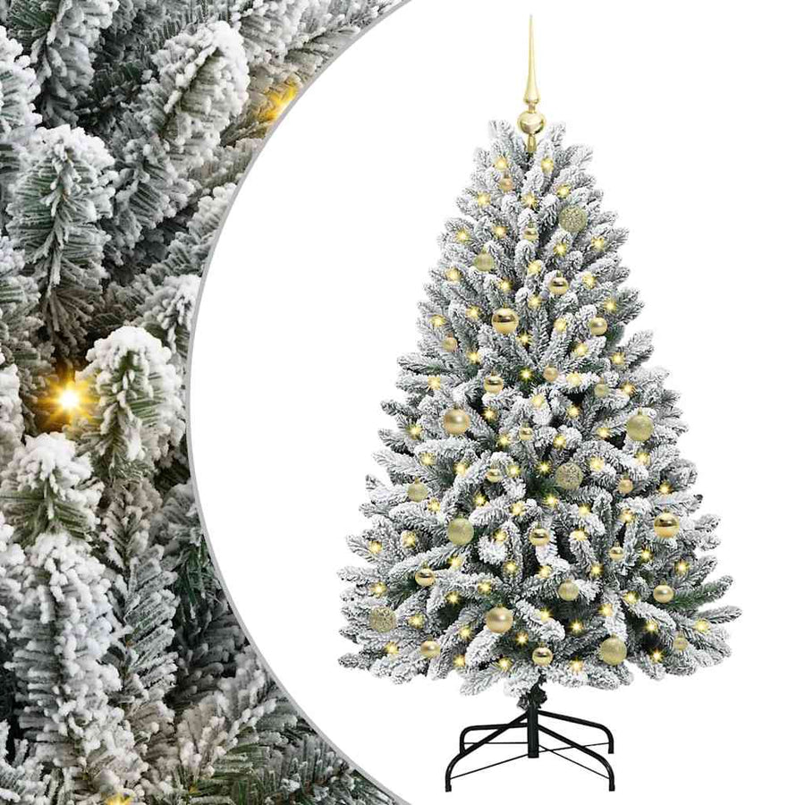 Kunstkerstboom Groen en Wit 150 cm PVC en Metaal