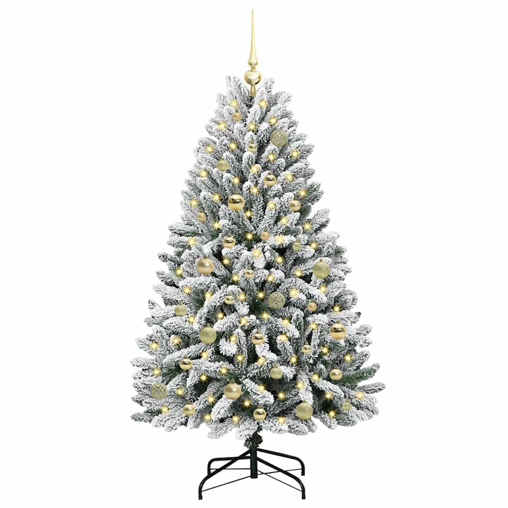 Kunstkerstboom Groen en Wit 150 cm PVC en Metaal