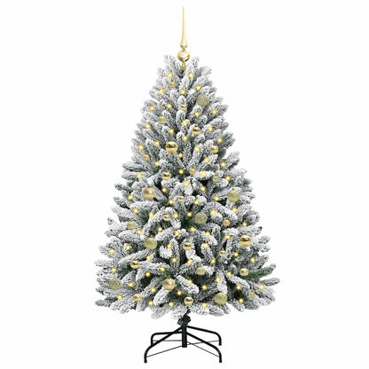 Kunstkerstboom Groen en Wit 150 cm PVC en Metaal