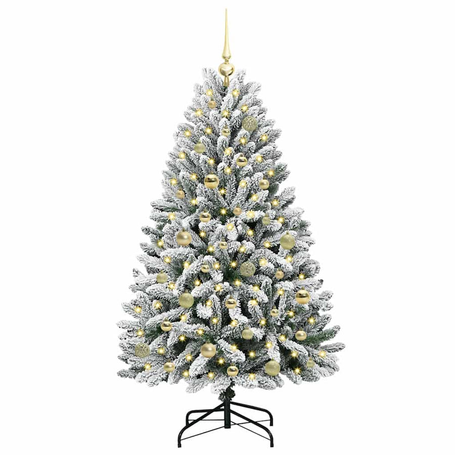 Kunstkerstboom Groen en Wit 150 cm PVC en Metaal
