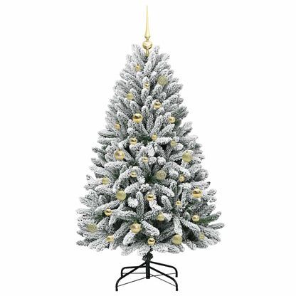 Kunstkerstboom Groen en Wit 150 cm PVC en Metaal