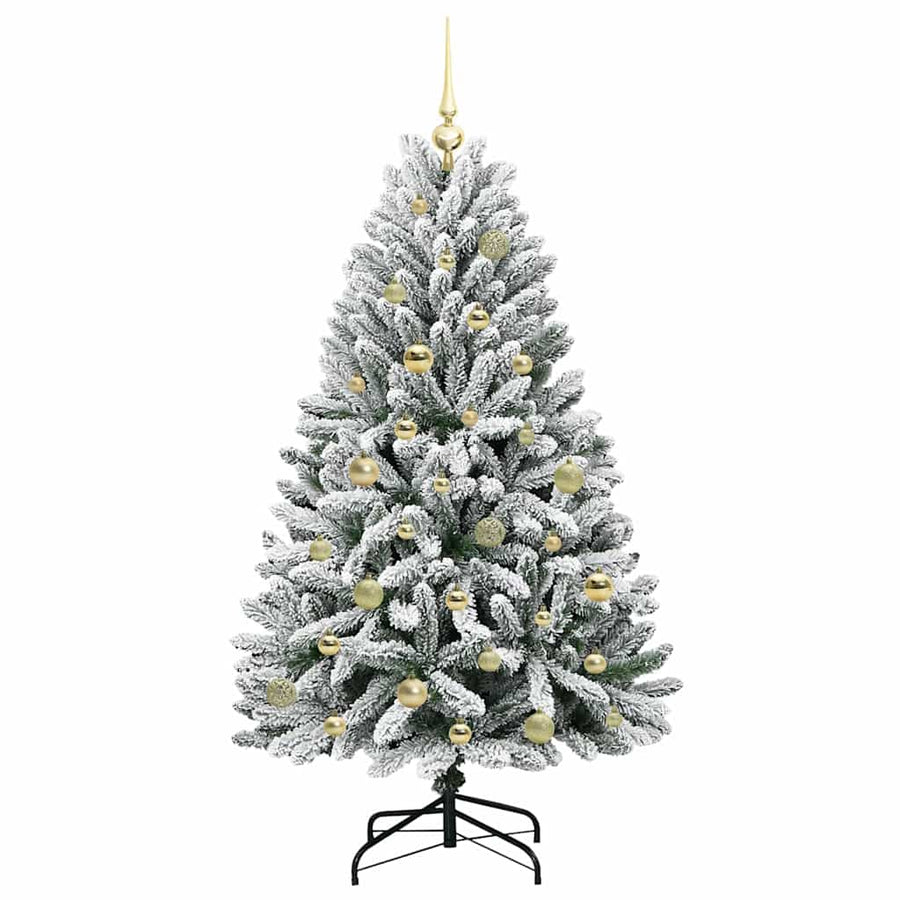 Kunstkerstboom Groen en Wit 150 cm PVC en Metaal