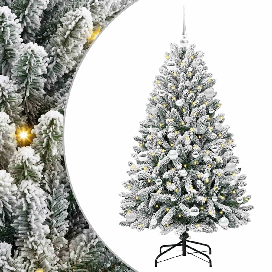 Kunstkerstboom Groen en Wit 150 cm PVC en Metaal