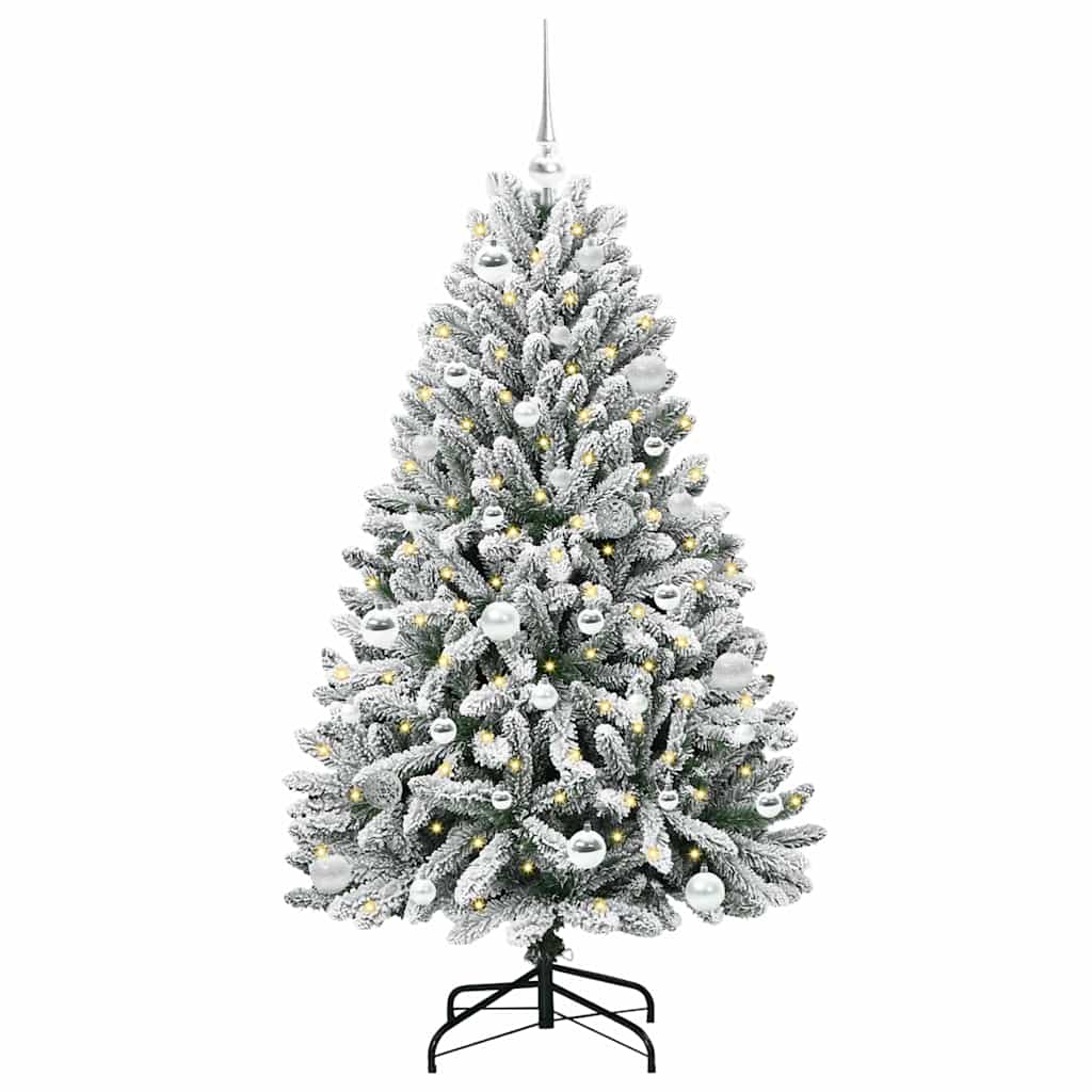 Kunstkerstboom Groen en Wit 150 cm PVC en Metaal