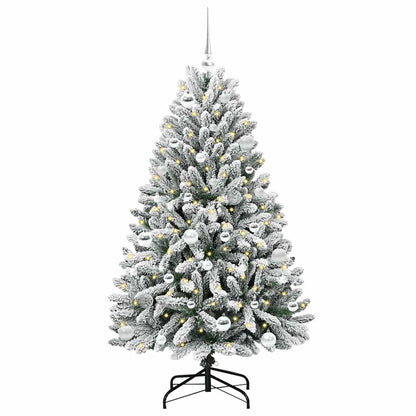 Kunstkerstboom Groen en Wit 150 cm PVC en Metaal