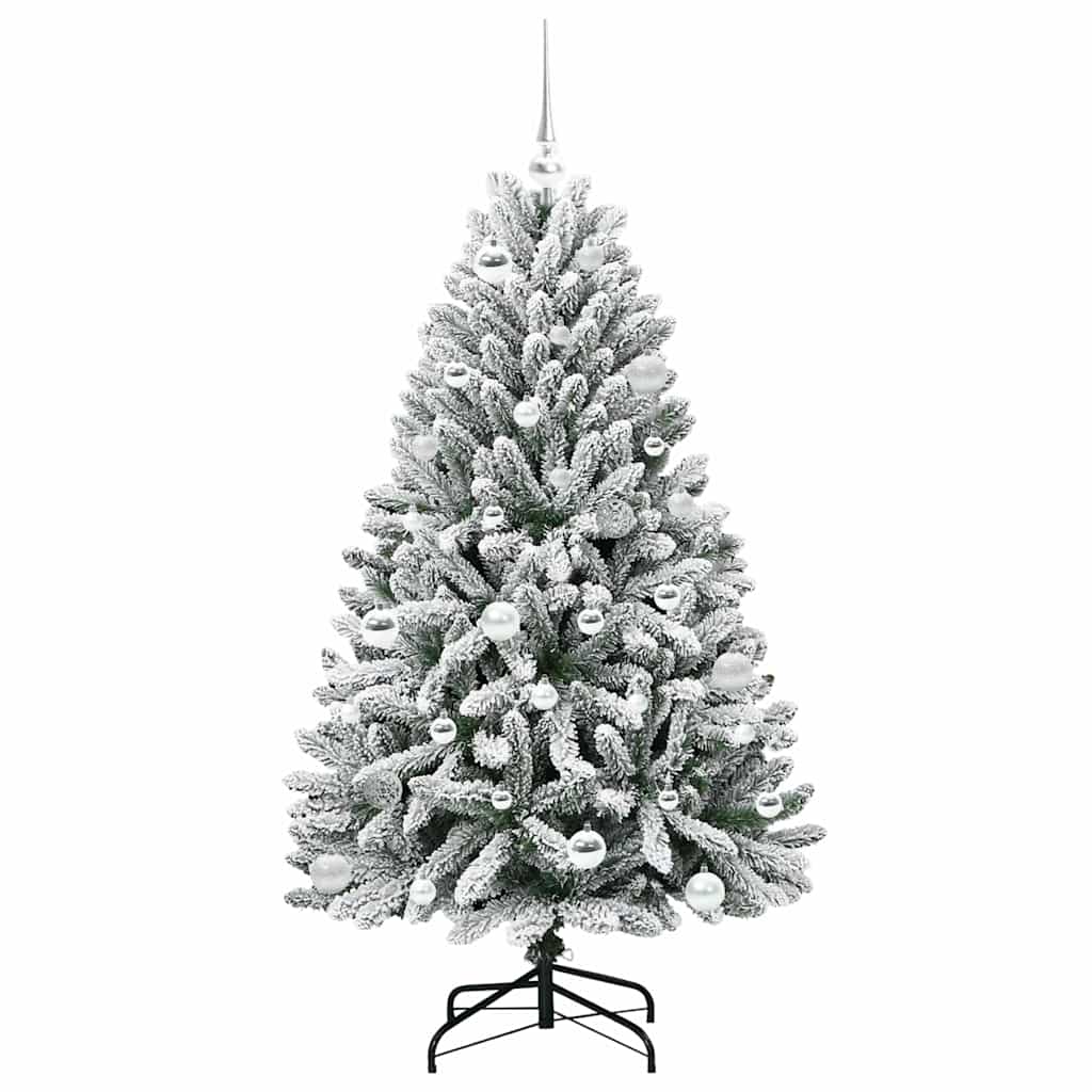 Kunstkerstboom Groen en Wit 150 cm PVC en Metaal