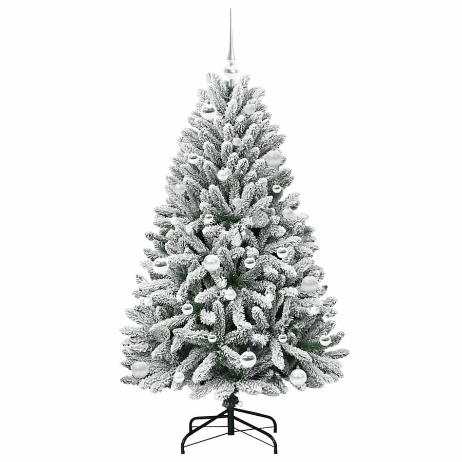 Kunstkerstboom Groen en Wit 150 cm PVC en Metaal