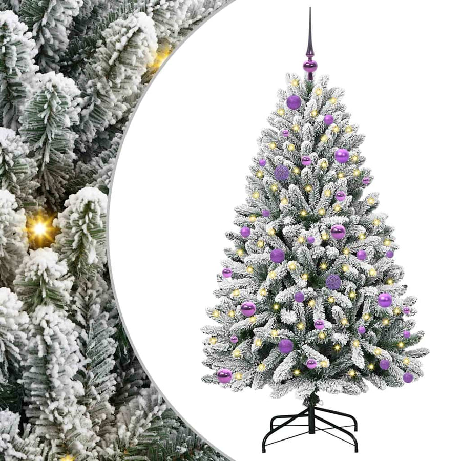 Kunstkerstboom Groen en Wit 150 cm PVC en Metaal