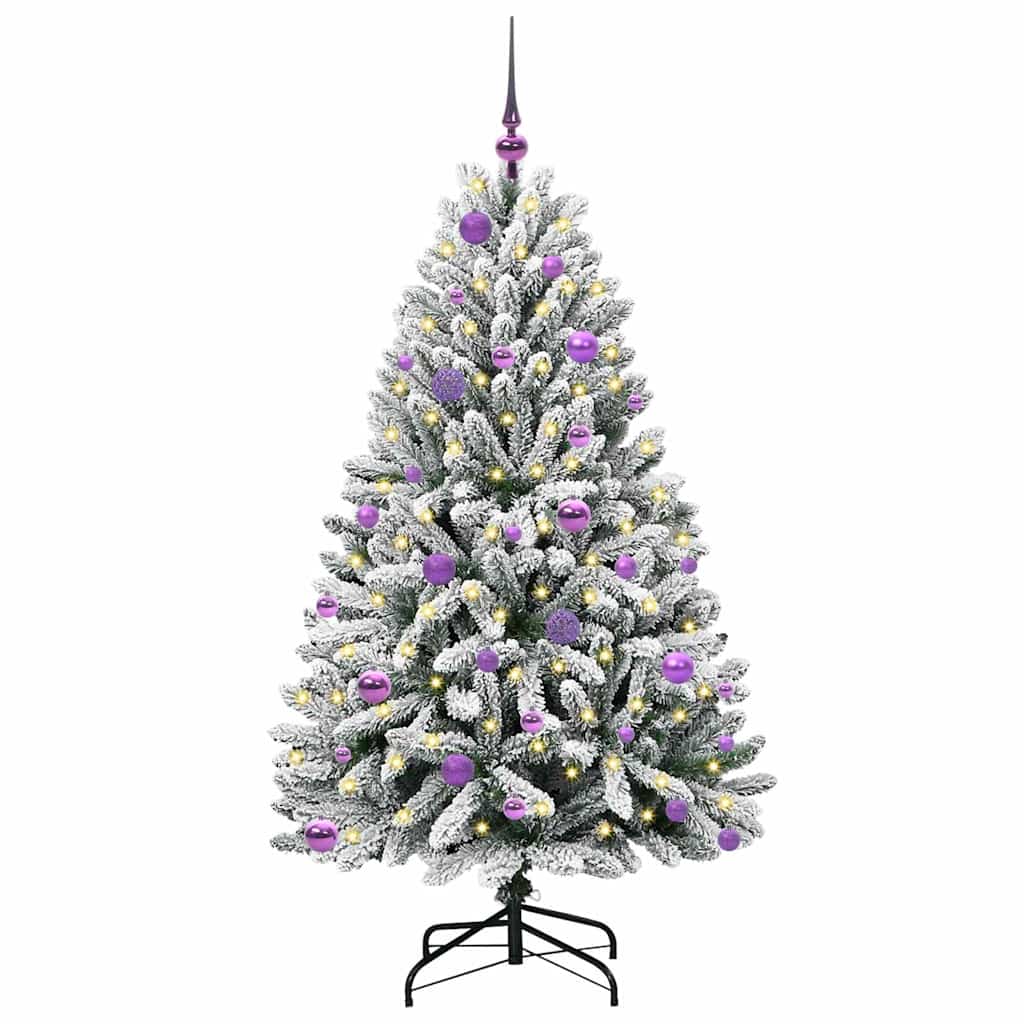 Kunstkerstboom Groen en Wit 150 cm PVC en Metaal