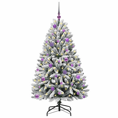 Kunstkerstboom Groen en Wit 150 cm PVC en Metaal