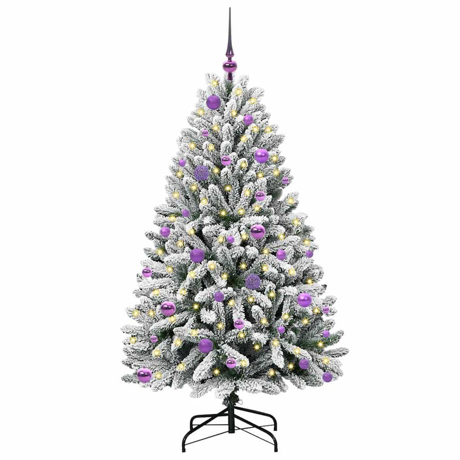 Kunstkerstboom Groen en Wit 150 cm PVC en Metaal