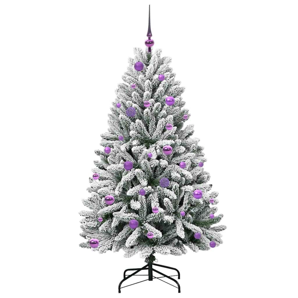 Kunstkerstboom Groen en Wit 150 cm PVC en Metaal