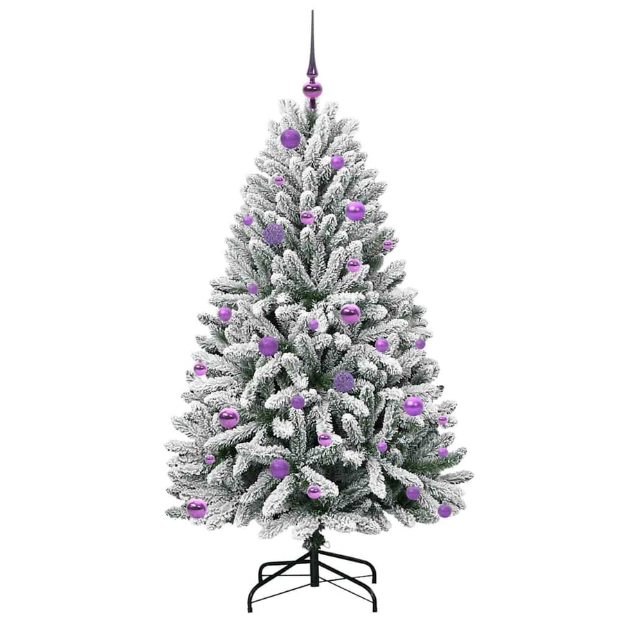 Kunstkerstboom Groen en Wit 150 cm PVC en Metaal