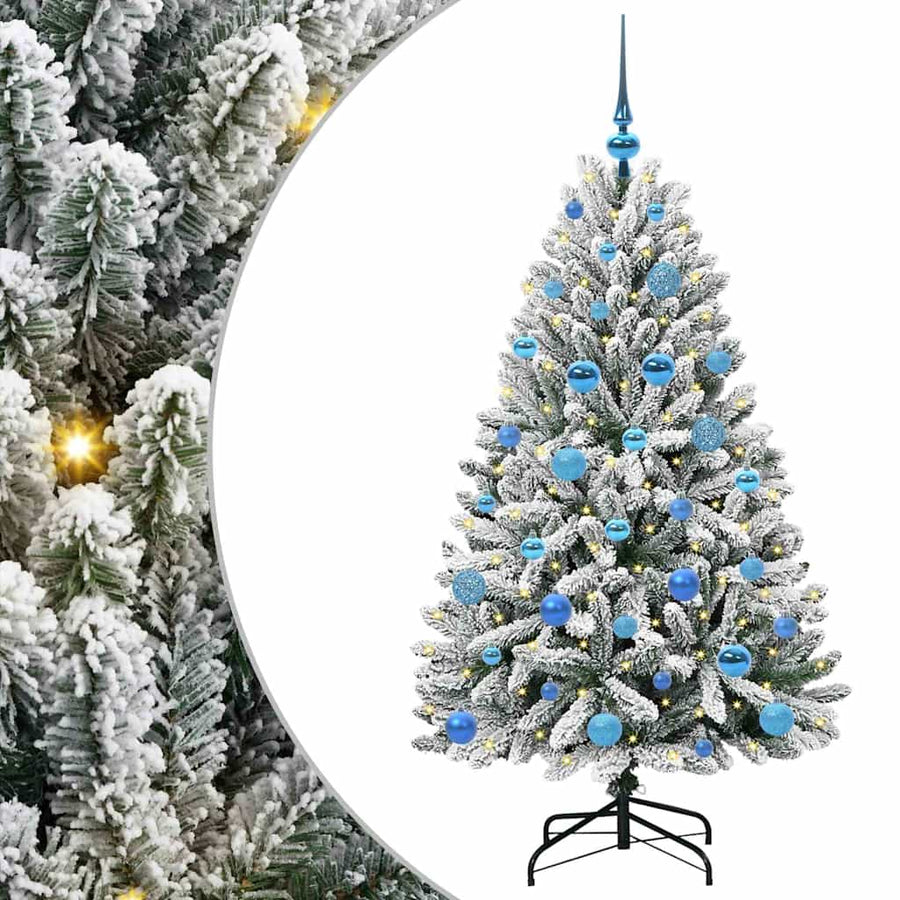 Kunstkerstboom Groen en Wit 150 cm PVC en Metaal