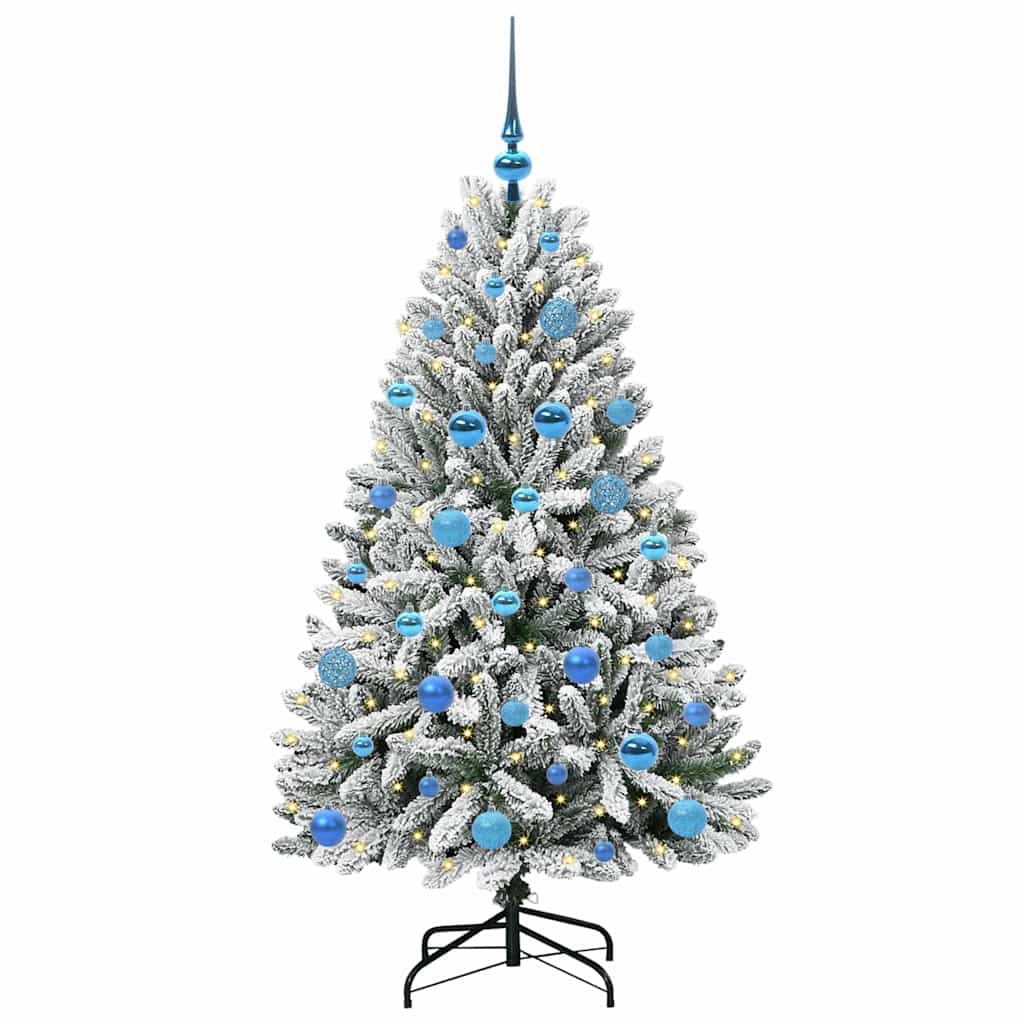 Kunstkerstboom Groen en Wit 150 cm PVC en Metaal