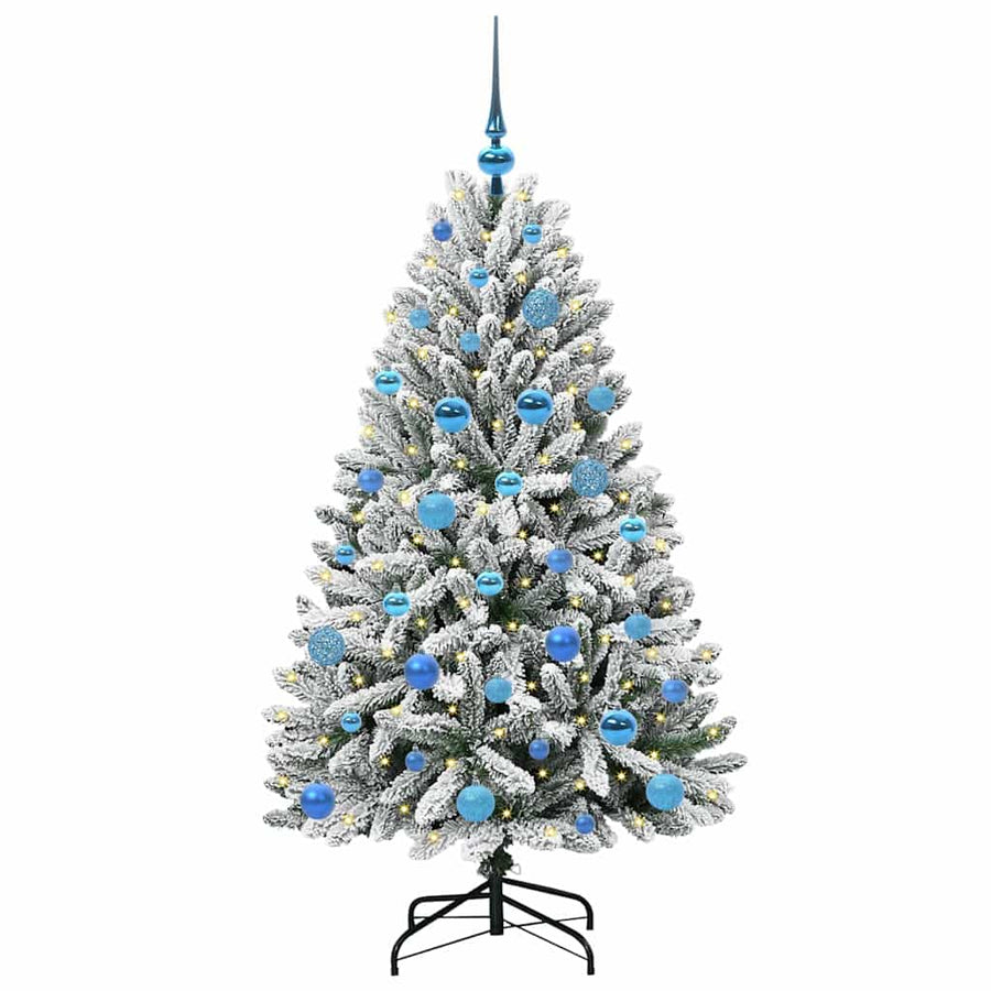 Kunstkerstboom Groen en Wit 150 cm PVC en Metaal